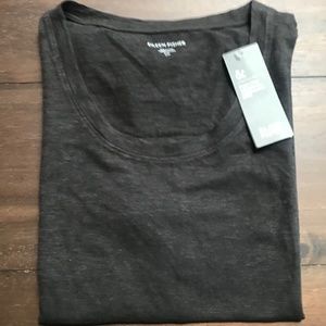 EILEEN FISHER GRAY SCOOP NECK BOX T, SIZE S/P